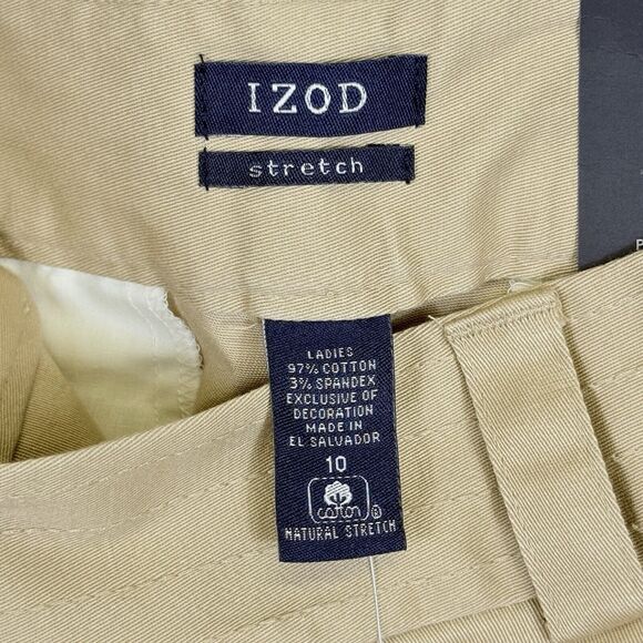Izod‎ Stretch Beige Sand Solid Twill Capris Cropped Pants Women's 10 NEW NWT - Picture 6 of 6